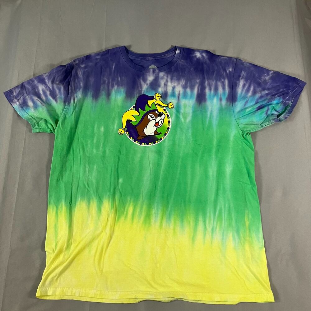 Buc-ee’s T-Shirt‎ Mens 3XL Tie-Dye Mardi Gras Peace Love Beaver Graphic Tee
